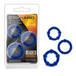 Stay Hard - Beaded Cock Rings - 3 Pack - Blue - Image 2