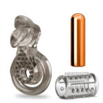 Stay Hard Vibrating Cock Ring Set With Sleeve Textured Sheath