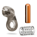 Stay Hard Vibrating Cock Ring Set With Sleeve Textured Sheath