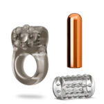 Stay Hard Vibrating Cock Ring Set With Sleeve Textured Sheath