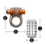 Stay Hard Vibrating Cock Ring Set With Sleeve Textured Sheath - Image 3