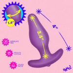 Vibrating Silicone Butt Plug With Digital Remote - Purple - Image 4