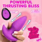 Thrusting and Vibrating Silicone Butt Plug - Purple - Image 3
