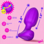 Ribbed Vibrating Silicone Butt Plug - Purple - Image 2