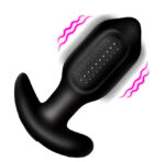 Bumpy Vibrating Silicone Butt Plug - Black - Image 2