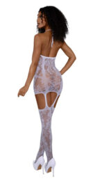 Lace and Opaque Seam Garter Dress - Os - White - Image 2