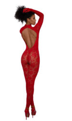 Gloved Bodystocking Dmnd - Os - Red - Image 2