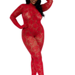 Gloved Bodystocking Dmnd - Qs - Red
