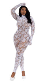 Gloved Bodystocking Dmnd - Qs - White