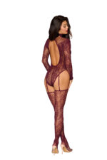 Teddy Bodystocking Dmnd - One Size - Cherry Lacquer - Image 2