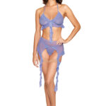 Bralette With Garter Belt and G-String - One Size - Lavender Haze