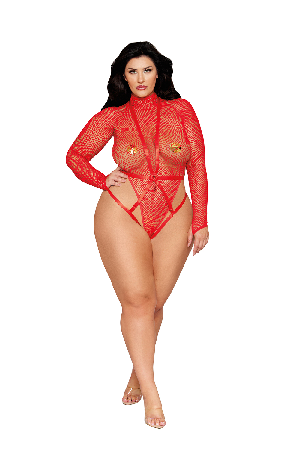 HODG-13680XRDQS.jpg Teddy and Harness Dmnd - Queen Size - Poinsettia - Image 1