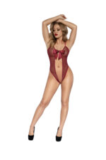 Rhinestone Encrusted Teddy - Os - Maroon