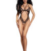 Lace Teddy With Strap Accents - S-m - Black