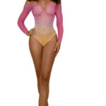 Ombre Net Bodystocking - Os - Tropical Peach