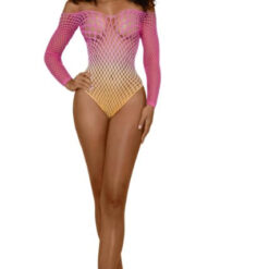 Ombre Net Bodystocking - Os - Tropical Peach
