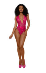 Tiana Lace Teddy With Satin Tie - L-xl - Azalea
