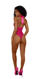 Tiana Lace Teddy With Satin Tie - L-xl - Azalea - Image 2