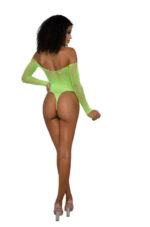 Rhinestone Off Shoulder Bodystocking - Os - Neon Lime - Image 2