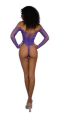 Rhinestone Off Shoulder Bodystocking - Os - Ultra Violet - Image 2