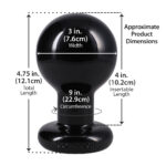 Round Butt Plug Large - Black - Image 3