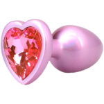 Booty Bling Metal Heart Plug - Medium - Pink - Image 2