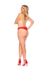 Heart Lace Crotchless Panty - Queen Size - Red - Image 2