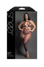 Set Me Free Footless Open Crotch Bodystocking - Queen - Dark Purple - Image 3