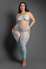 Dream of Me Footless Open Crotch Bodystocking - Queen - Light Blue - Image 2