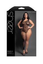 Killin It Asymmetrical Footless Bodystocking - Queen - Black - Image 3