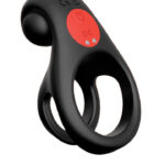 Red Dot Vibrating Cock Ring V2 With Remote - Black-red