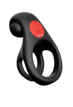 Red Dot Vibrating Cock Ring V2 With Remote - Black-red