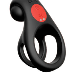 Red Dot Vibrating Cock Ring V2 With Remote - Black-red
