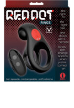 Red Dot Vibrating Cock Ring V2 With Remote - Black-red - Image 3