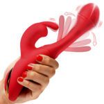 Rabbit Flick Flicking Silicone Rabbit Vibrator - Red - Image 6