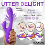 Tri-Flick Flicking Silicone Rabbit Vibrator - Purple - Image 4