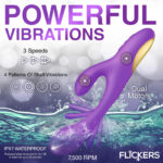Tri-Flick Flicking Silicone Rabbit Vibrator - Purple - Image 7