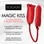 Magic Kiss Kissing Clitoral Stimulator With Thrusting Vibrator - Red - Image 2