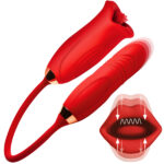 Magic Kiss Kissing Clitoral Stimulator With Thrusting Vibrator - Red - Image 5