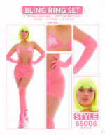 Bling Ring 5pc Set - One Size - Pink - Image 2