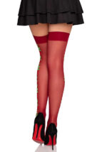 Spandex Thigh Highs With Roses - Os - Burgundy - Image 2