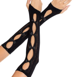 Sweetheart Striped Keyhole Arm Warmers O-s - Black