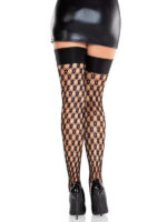 Gemma Eyelet Net Thigh Highs O-s - Black - Image 2