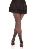 Spandex Lurex Rhinestone Tights - Os - Black-Silver - Image 2