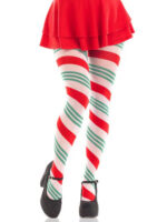 Lane Holiday Ribbon Striped Tights - Green-red - Os