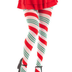 Lane Holiday Ribbon Striped Tights - Green-red - Os
