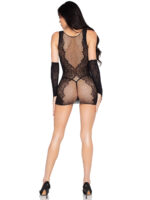 2 Pc Wild Rose Lace Mini Dress and Matching Gloves - Os - Black - Image 2