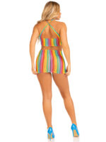 Rainbow Stripe Cross Over Mini Dress - One Size - Multicolor - Image 2