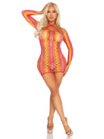 2 Pc Zig Zag Net Mini Dress and Shrug O-s - Multicolor