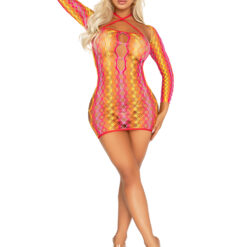 2 Pc Zig Zag Net Mini Dress and Shrug O-s - Multicolor